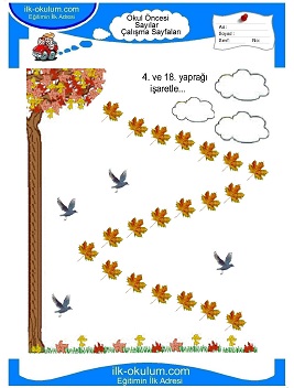 Çocuklar İçin Sayılar Çalışma Sayfaları 